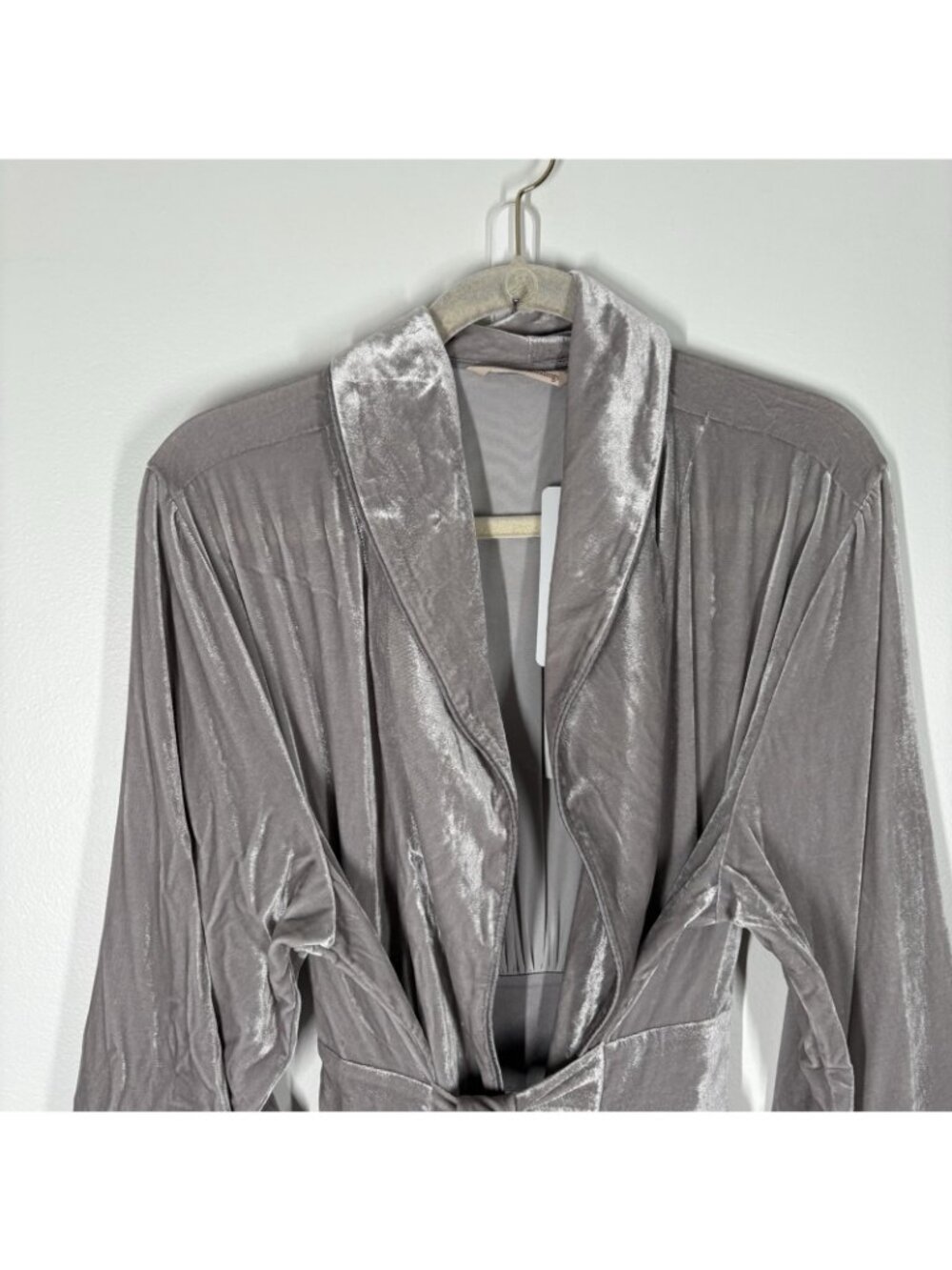 Soft Surroundings Women L Gray Taupe Moonlight Silk Velvet Long Maxi Robe NWT - Picture 6 of 13